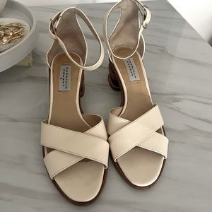 Low Heel Cream Sandals